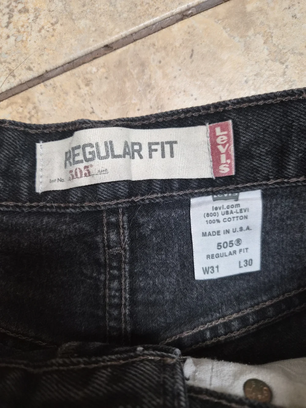 Vintage Levis Cutoff Shorts 505 Regular Fit Washed Faded Black Distressed 31